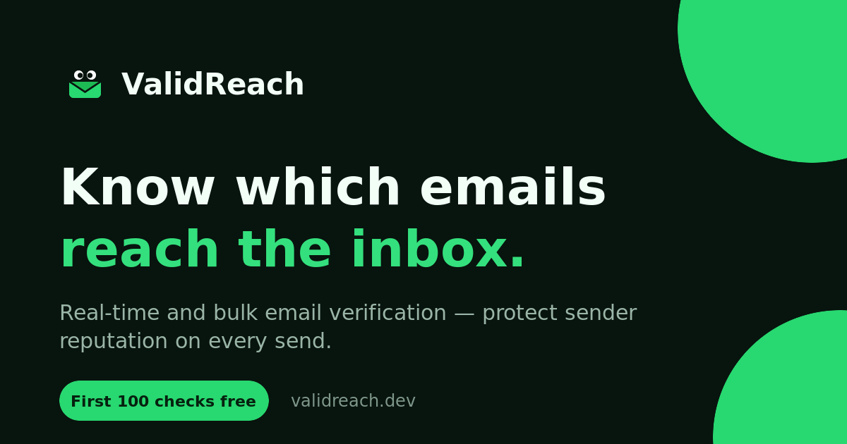 Email verification API: what to look for and how ValidReach works